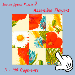 Square jigsaw Puzzle 2 - Assemble Flowers